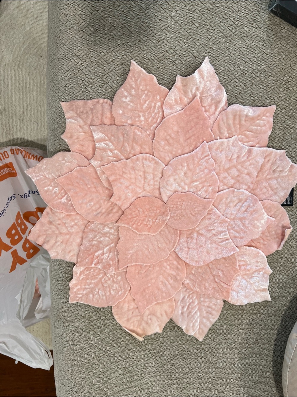 Plush Pink Velvet Leaf Placemat - Decorative Table Accent